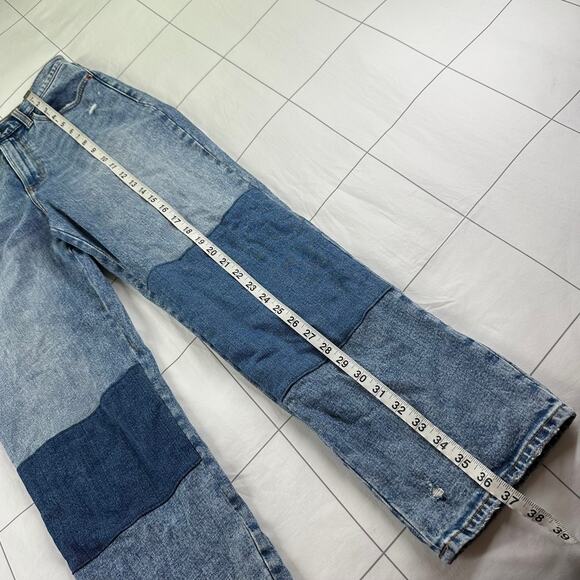 Abercrombie & Fitch Jeans Womens 28 Blue Ankle Straight Knee Patch Ultra High - Picture 10 of 11